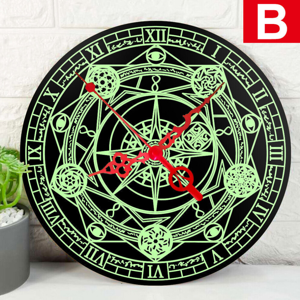 (Type B) Simple Nnocturnal Glow Wall Clock Creative Nordic Woodiness Wall Clock Novelty Bedroom Home Decor Clock