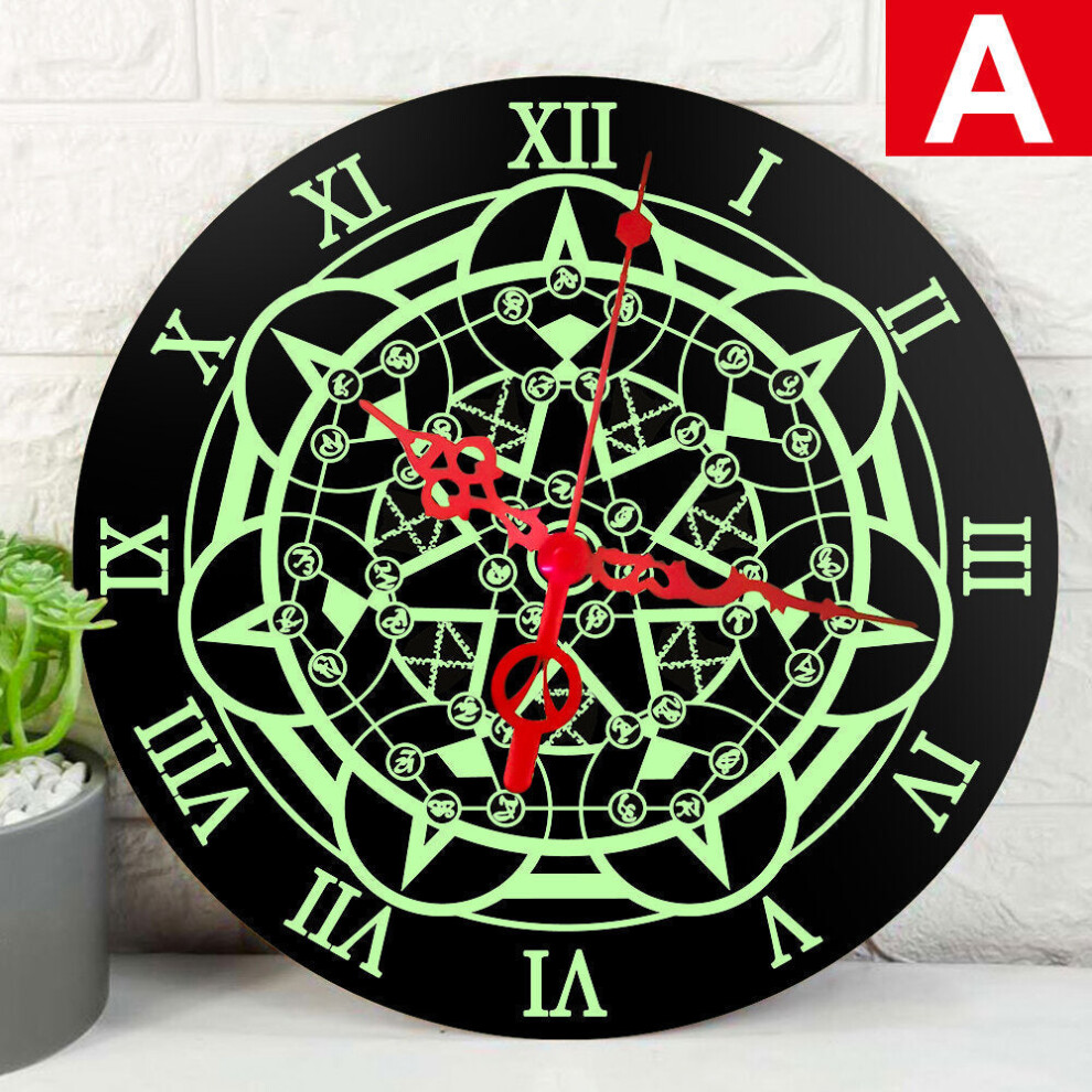 (Type A) Simple Nnocturnal Glow Wall Clock Creative Nordic Woodiness Wall Clock Novelty Bedroom Home Decor Clock