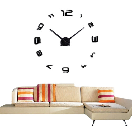 (Gold) Large DIY 3D Wall Clock Home Decor Mirror Sticker Art Decorative Clock 1