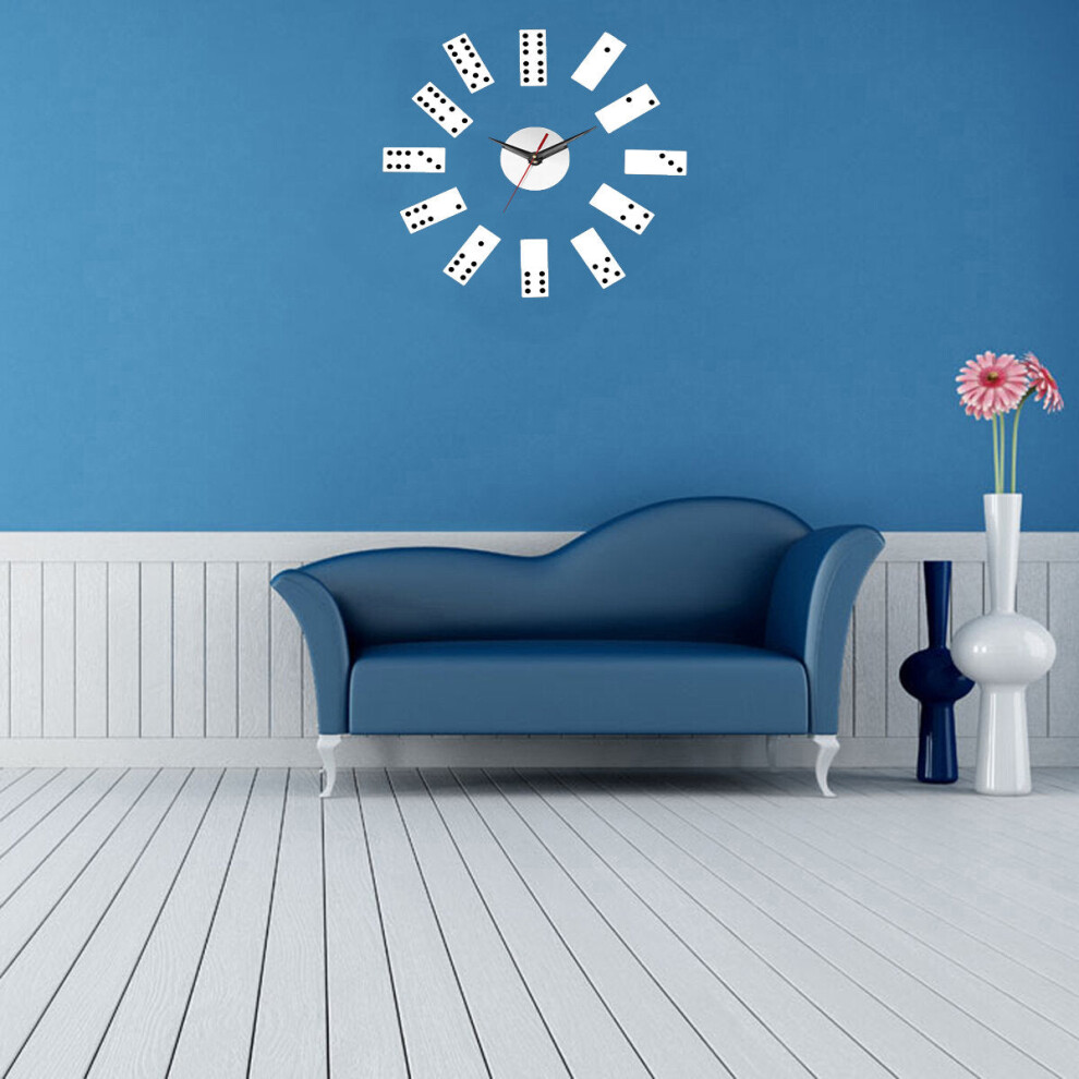 (sliver) Multi-color Poker Crystal Mirror Wall Clock Self-adhesive Waterproof Wall Clock Anti-steam Mute Wall Clock