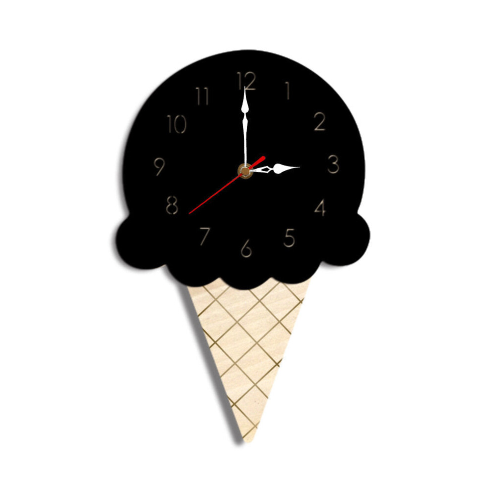 (Black) Home Cartoon Creative Wall Clock Living Room Acrylic Ice Cream Children's Clock