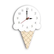 (White) Home Cartoon Creative Wall Clock Living Room Acrylic Ice Cream Children's Clock