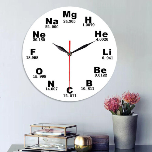 (White) Creative Chemical Element Table Wall Clock 3D Wall Clock For Home Office Decorations 2