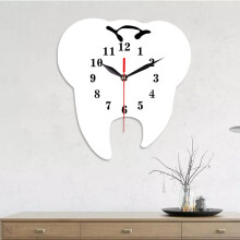 (White) Tooth Shape Wall Clock Quartz Wall Clock 3D Wall Clock For Home Office Decorations