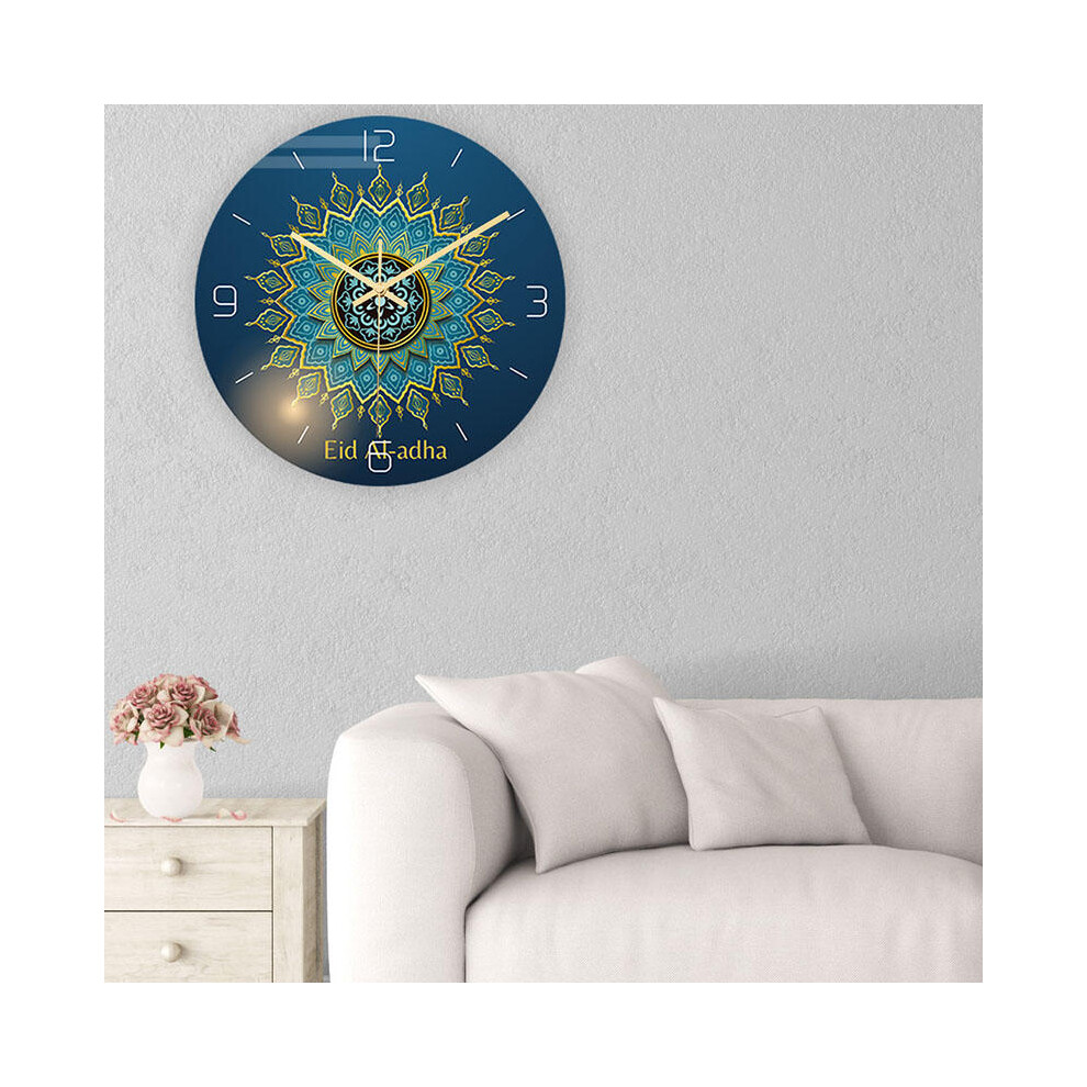 Eid Al Fitr Mute Sweep Round Hang Wall Clock Decor Home Room Decorate