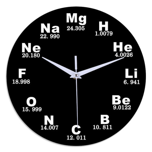 (White) Creative Chemical Element Table Wall Clock 3D Wall Clock For Home Office Decorations 1