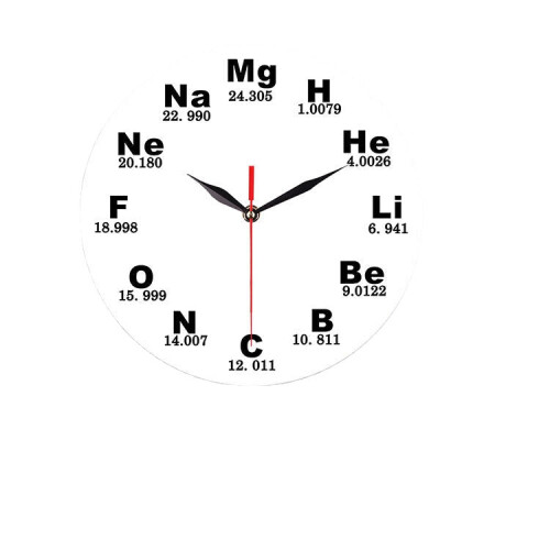 (White) Creative Chemical Element Table Wall Clock 3D Wall Clock For Home Office Decorations