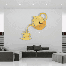 (Gold) Creative Teapot Head Wall Clock Animal Wall Clock For Home Office Decorations