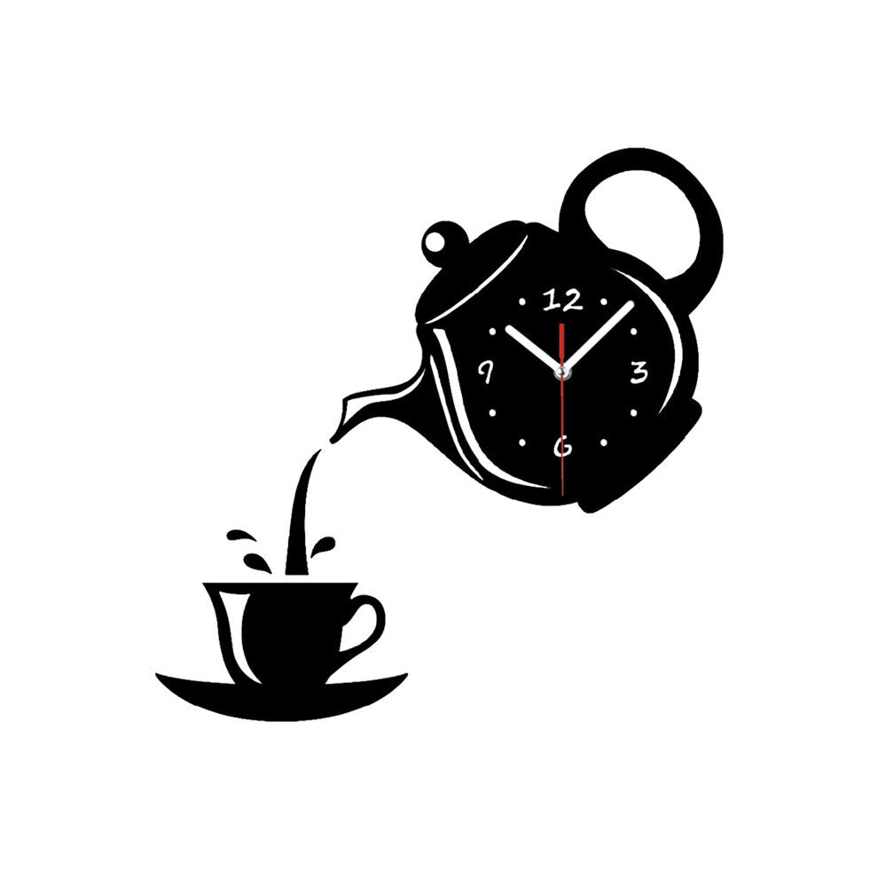 (Black) Creative Teapot Head Wall Clock Animal Wall Clock For Home Office Decorations