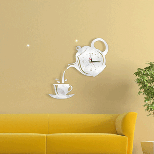 (White) Creative Teapot Head Wall Clock Animal Wall Clock For Home Office Decorations