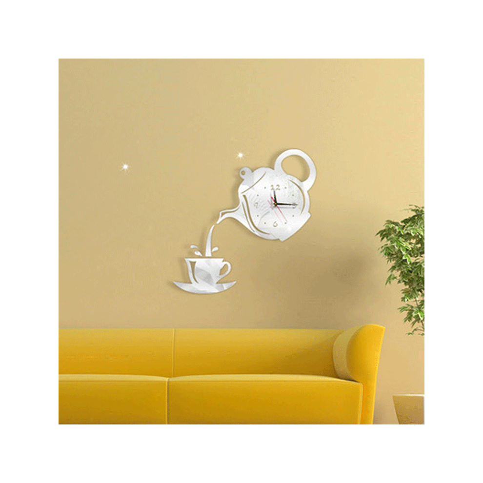 (White) Creative Teapot Head Wall Clock Animal Wall Clock For Home Office Decorations