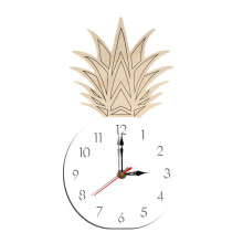 (White) Creative Fruit Pineapple Wall Clock Acrylic Wood Clock for Livingroom Children Bedroom Cartoon Decorative