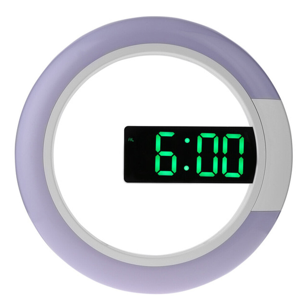 (Green) Remote Control LED Wall Clock Time or Temperature Display Ring Light Alarm Clock