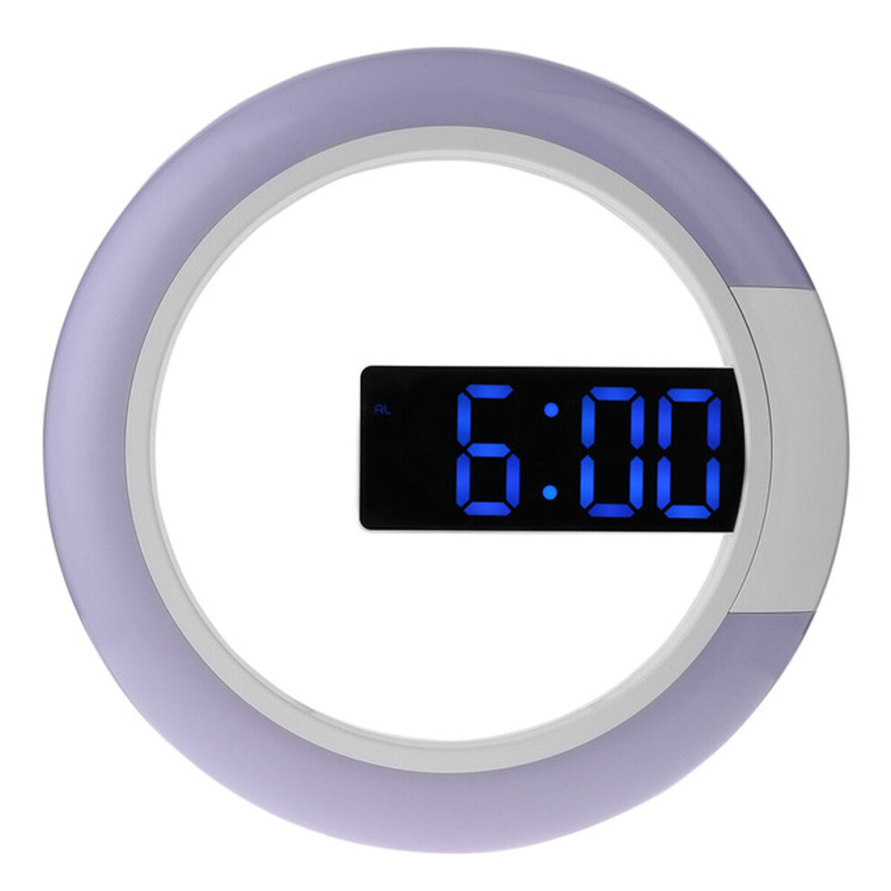 (Blue) Remote Control LED Wall Clock Time or Temperature Display Ring Light Alarm Clock