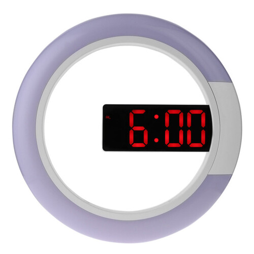 (White) Remote Control LED Wall Clock Time or Temperature Display Ring Light Alarm Clock 1