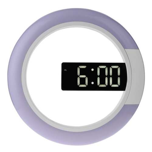 (White) Remote Control LED Wall Clock Time or Temperature Display Ring Light Alarm Clock
