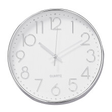 (Silver) 12 Inches 30CM Wall Clock Living Room Non Ticking Modern Big Office 4-Types