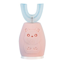 (Pink Toothbrush) Silicone U-shaped Electric Toothbrush Portable Rechargeable Waterproof Toothbrush