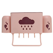 (Pink) Toothbrush Holder Cup Bathroom Organizer Racks Soap Toiletries Storage Basket
