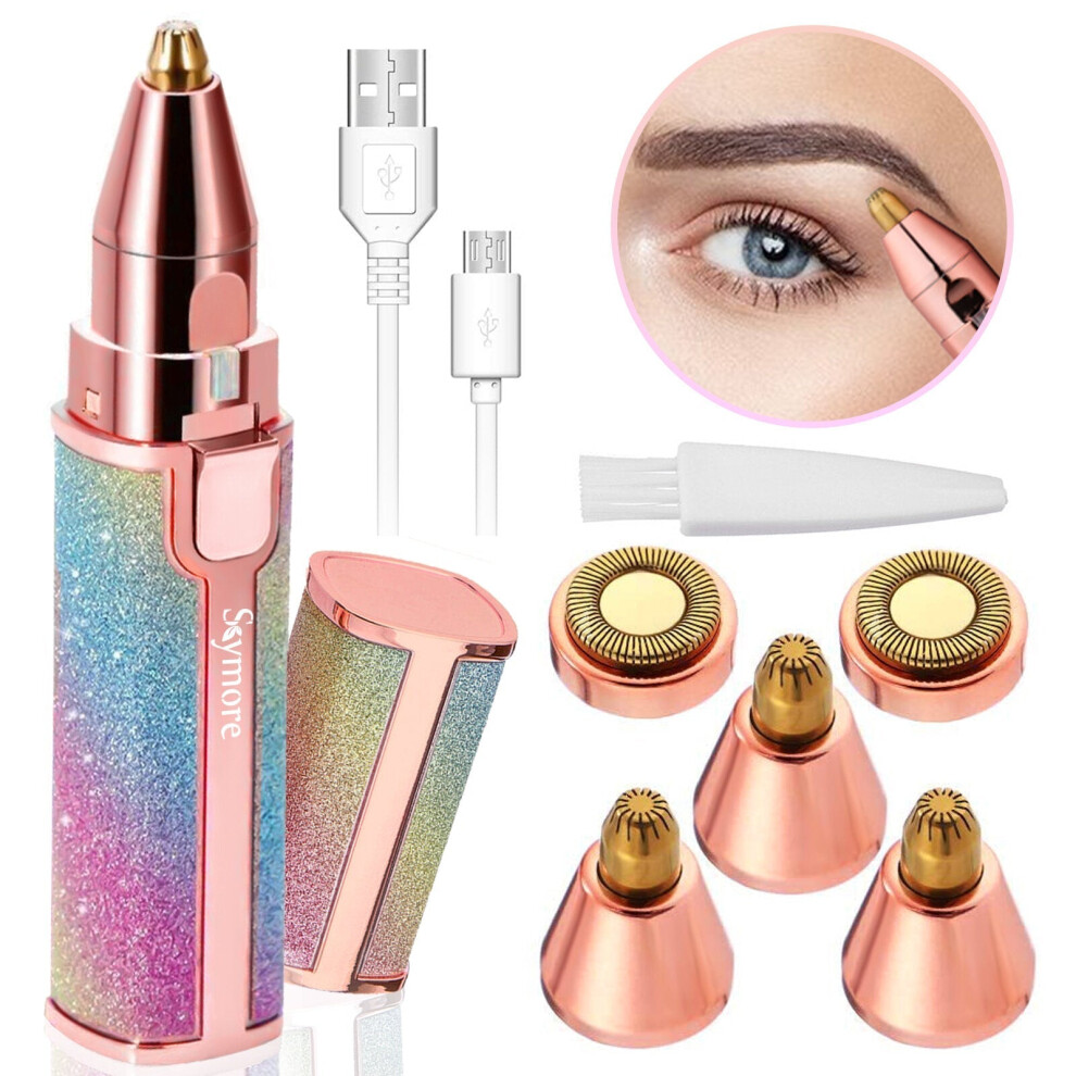 (Colorful) 2 in 1 Eyebrow Razor Removal Machine Nose Hair Trimmer for Face Lips Nose Hair