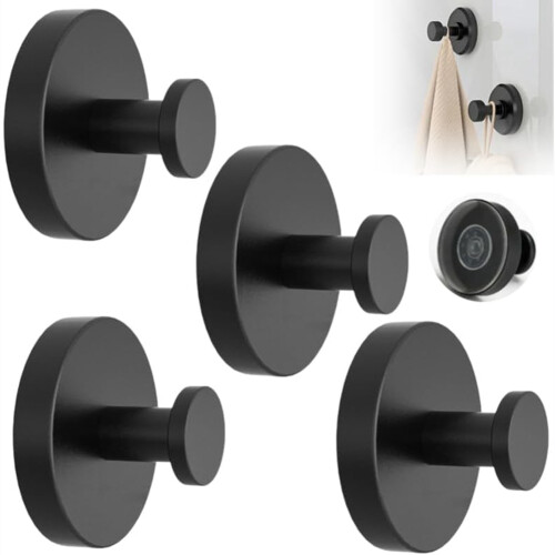 4PCS Suction Cup Hooks for Shower Wall No Drill Hook Removable Silver 1