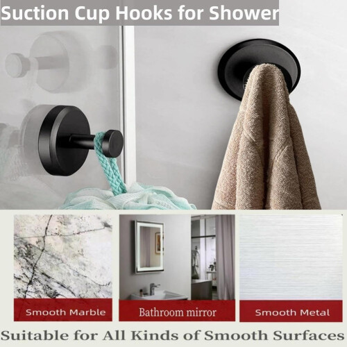 4PCS Suction Cup Hooks for Shower Wall No Drill Hook Removable Silver 2