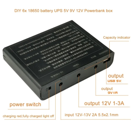 USB for DC 12V Output 6x 18650 Batteries UPS DIY Box 2