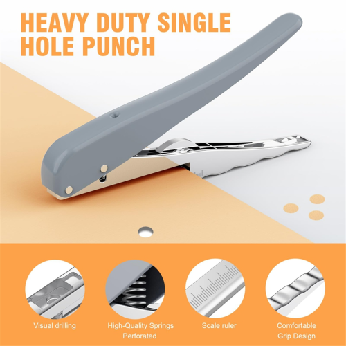 Heavy Duty Single Hole Punch,Hole Puncher 25 Sheets Capacity 8MM 2