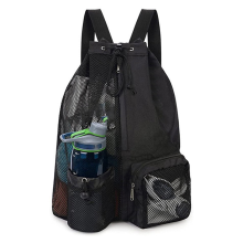Swim Bag Mesh Drawstring Backpack for Swimming, Gym, Pool, Black