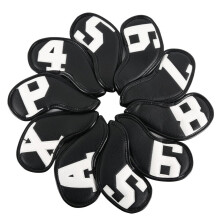 Leather Golf Club Headcovers Irons Set 10 Pcs Club Black