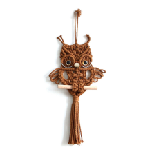 Owl Macrame Tapestry Woven Wall Hanging Pendant caramel color