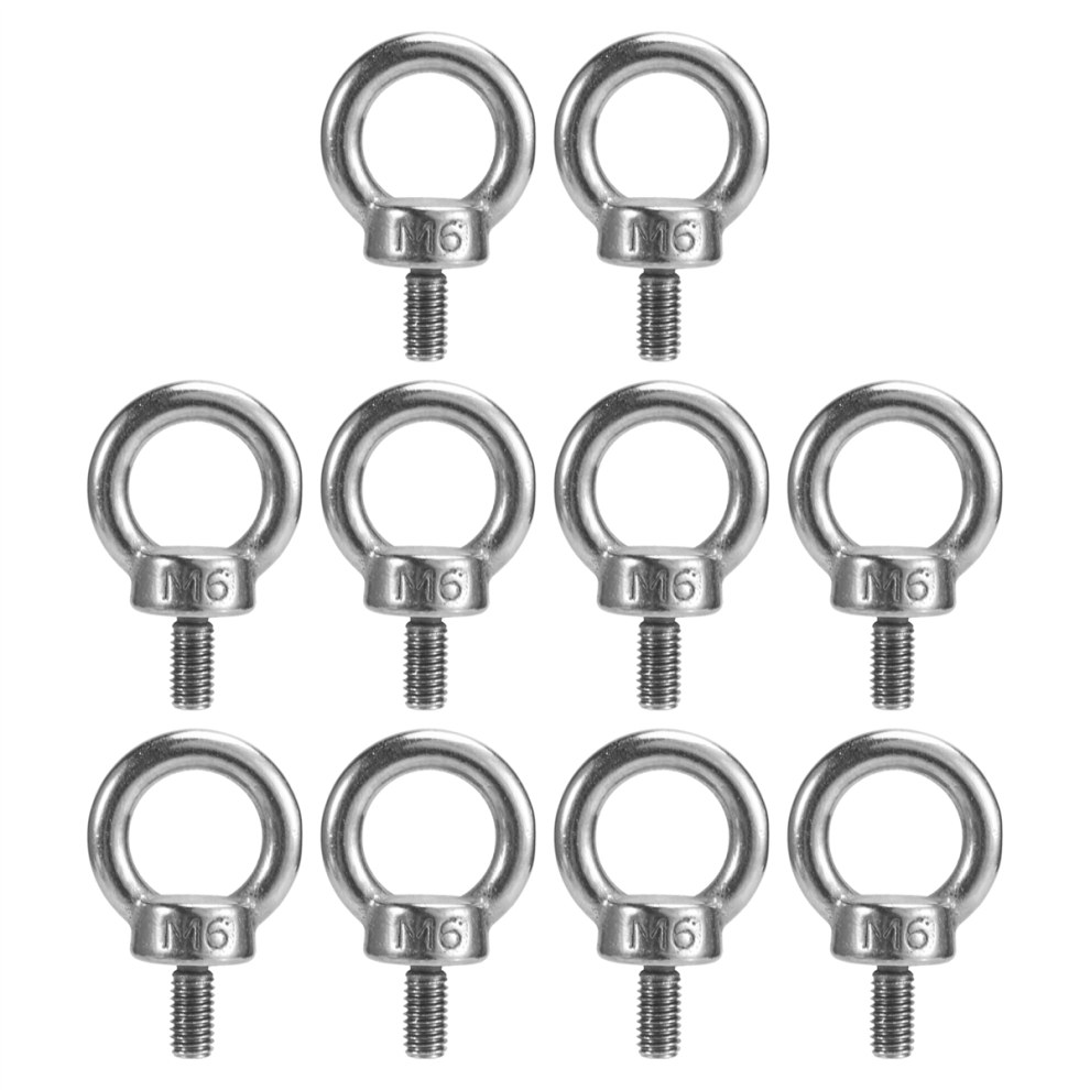 10Pcs Lifting Eye Bolt Screw 304 Stainless Steel Silver 4851507233295