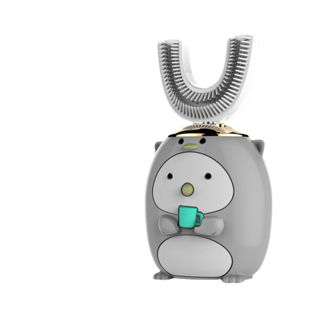 (Grey Penguin 2-6Age) 360 U Shape Sonic Electric Toothbrush Kids Five Cleaning Modes Tooth Brush IPX7 Waterproof Whitening Toothbrush with Blue Light-image-OPC-PGKQ8QY-NEW