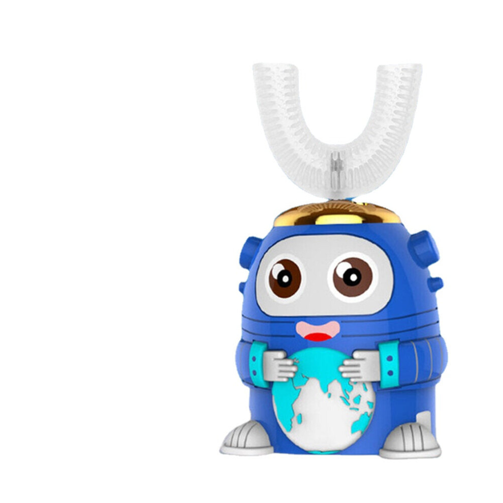 (Blue Astronaut 2-6Age) 360 U Shape Sonic Electric Toothbrush Kids Five Cleaning Modes Tooth Brush IPX7 Waterproof Whitening Toothbrush with Blue Light