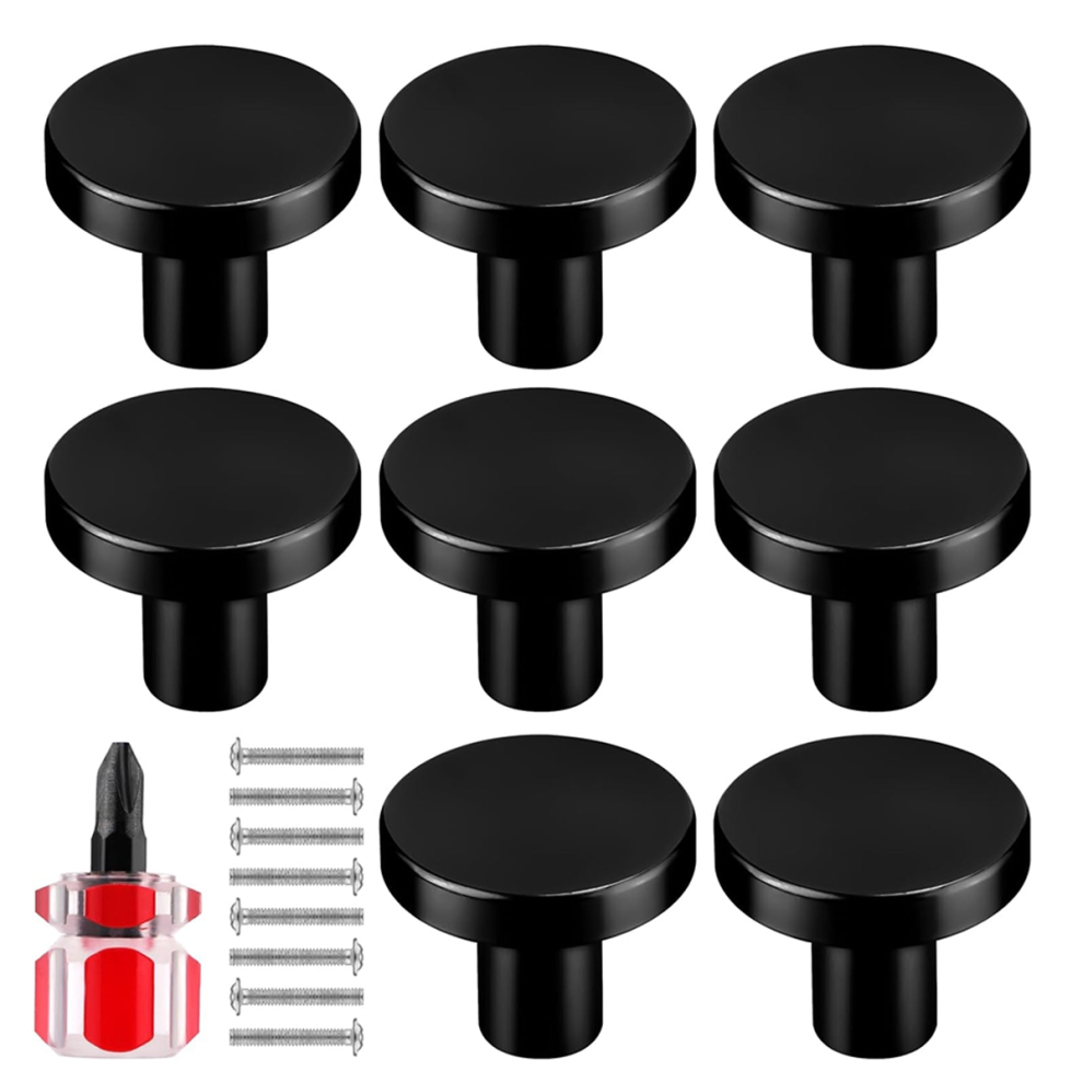 8Pcs Cabinet Knobs,Round Dresser Pull Knob Wardrobe Pull Black 4851507240392