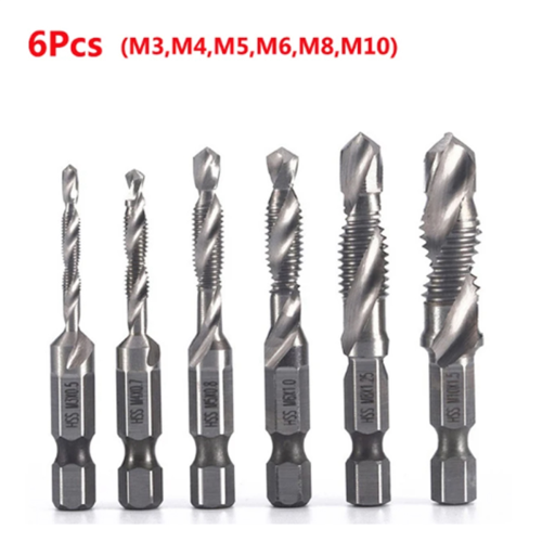 6Pcs M3 M5 M6 M8 M10 4341 Titanium Plated Composite Tap Drill 1