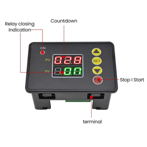 0-999s/Min/Hour DC 24V 480W Digital Time Delay Switch Relay 2