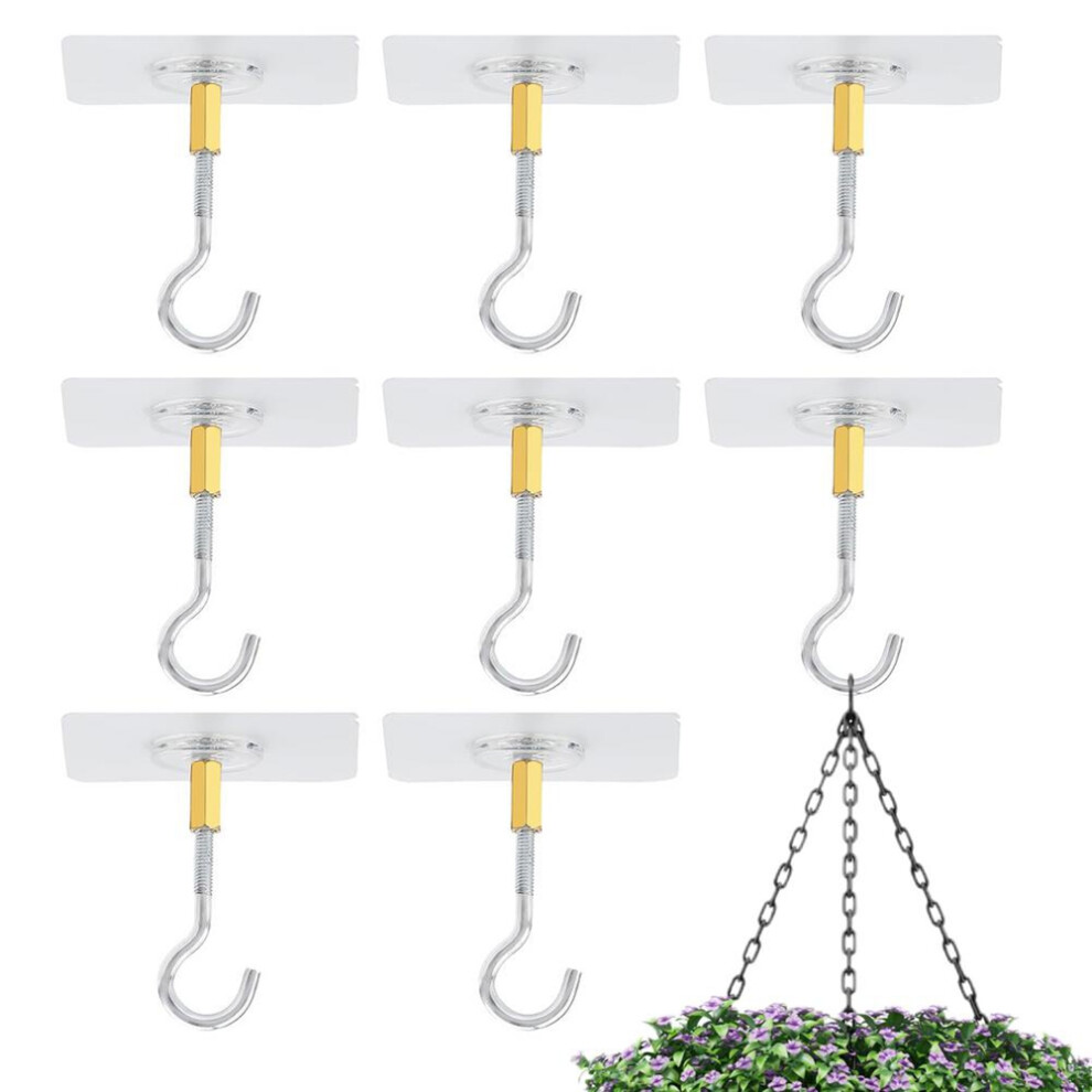 Adhesive Ceiling Hooks 8Pcs Ceiling Hanger Hooks Eye Hooks 4851507243836