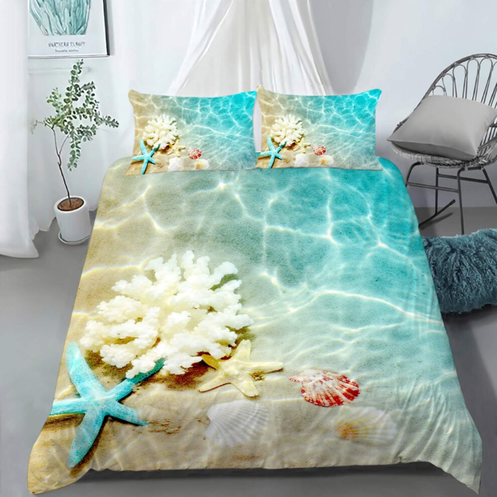 (Bly166, King) AILONEN Beach Theme Duvet Cover Set,Superior Kids Bedding Set King,Coastal Comforter Set,Teen Boys Girls Bed Sets,Microfiber Fabric,No Co...