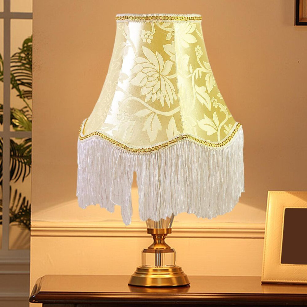 (gold) Classic Lampshade With Decorative Fringe For Home And Office Lighting