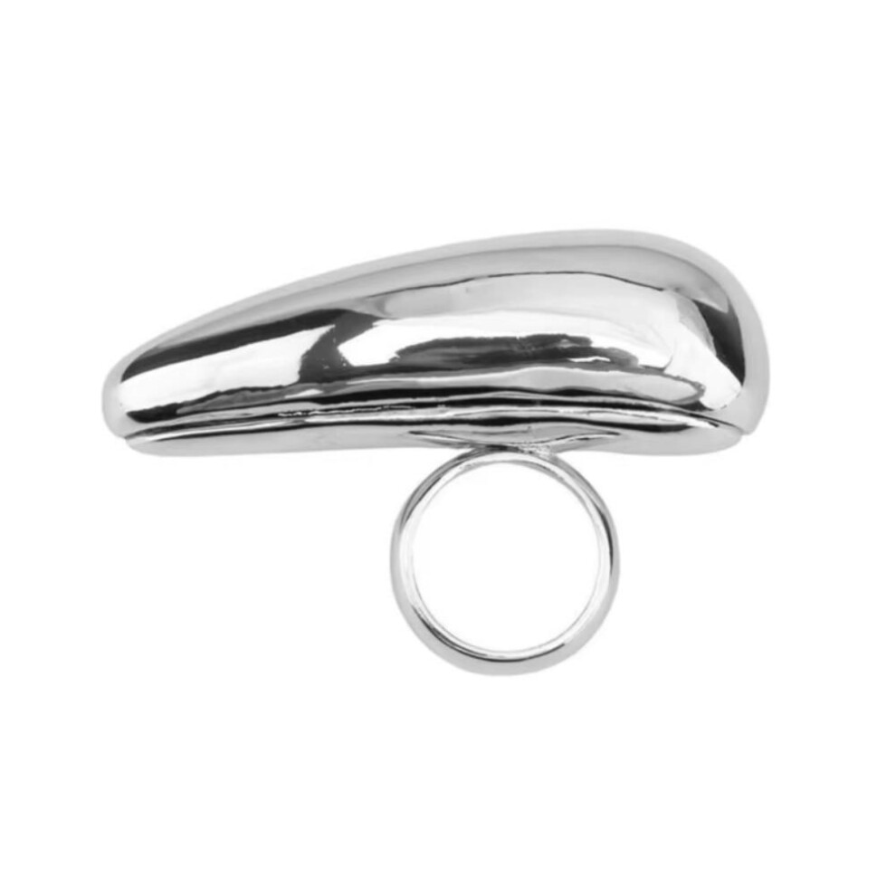 (silver) Metal Smooth Metal Teardrop Ring Exaggeration Finger Rings Trendy Big Teardrop Rings  Wedding
