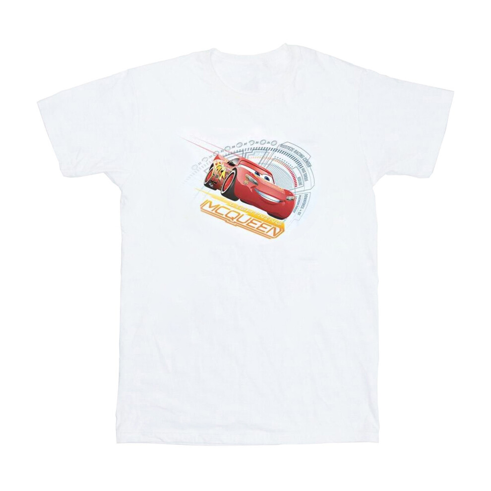 (M, White) Disney Womens/Ladies Cars Lightning McQueen Cotton Boyfriend T-Shirt