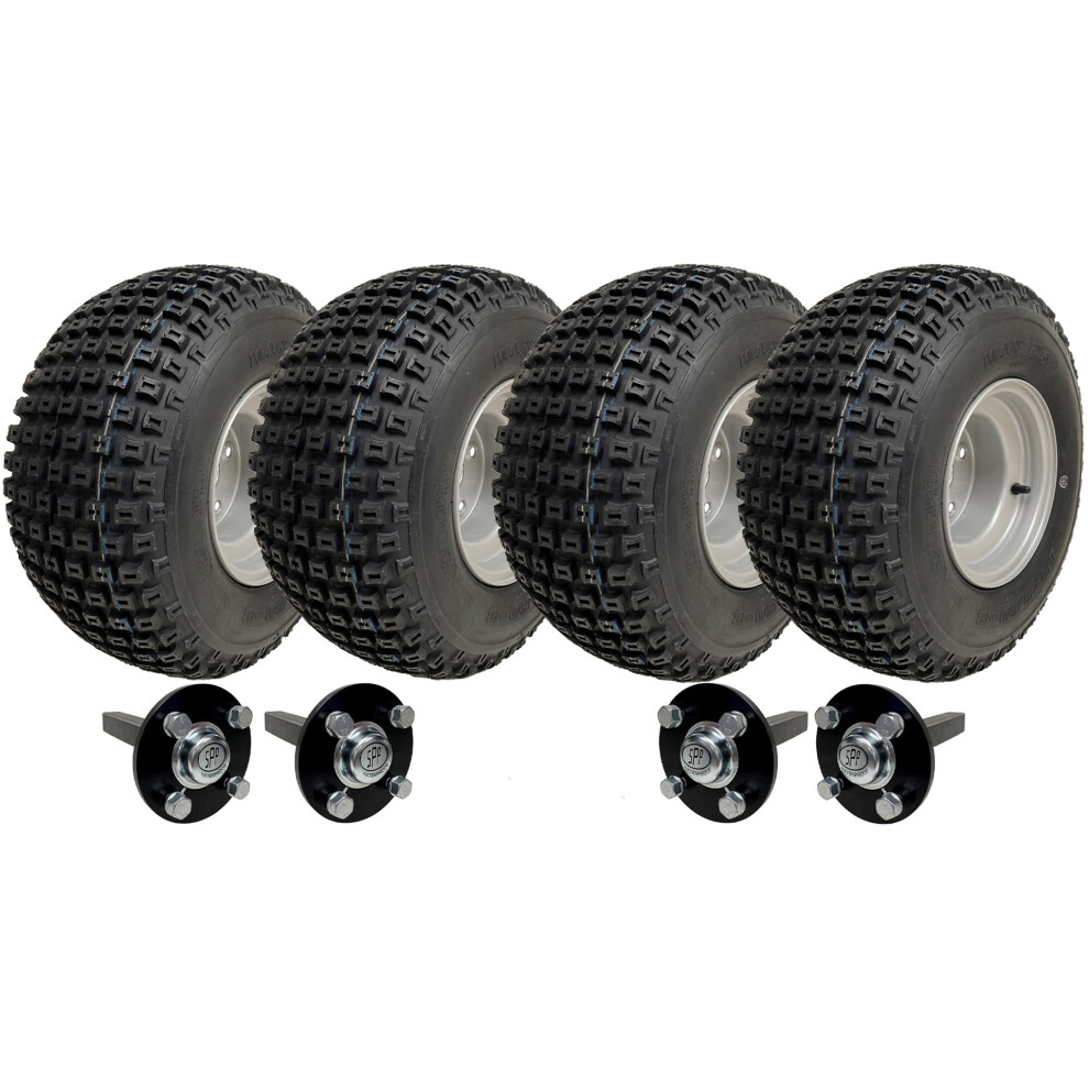 Parnells 18X9.50-8 Twin Axle Atv Quad Trailer Kit 4 Knobby Wheels Hub/Stub No Hitch 408Kg