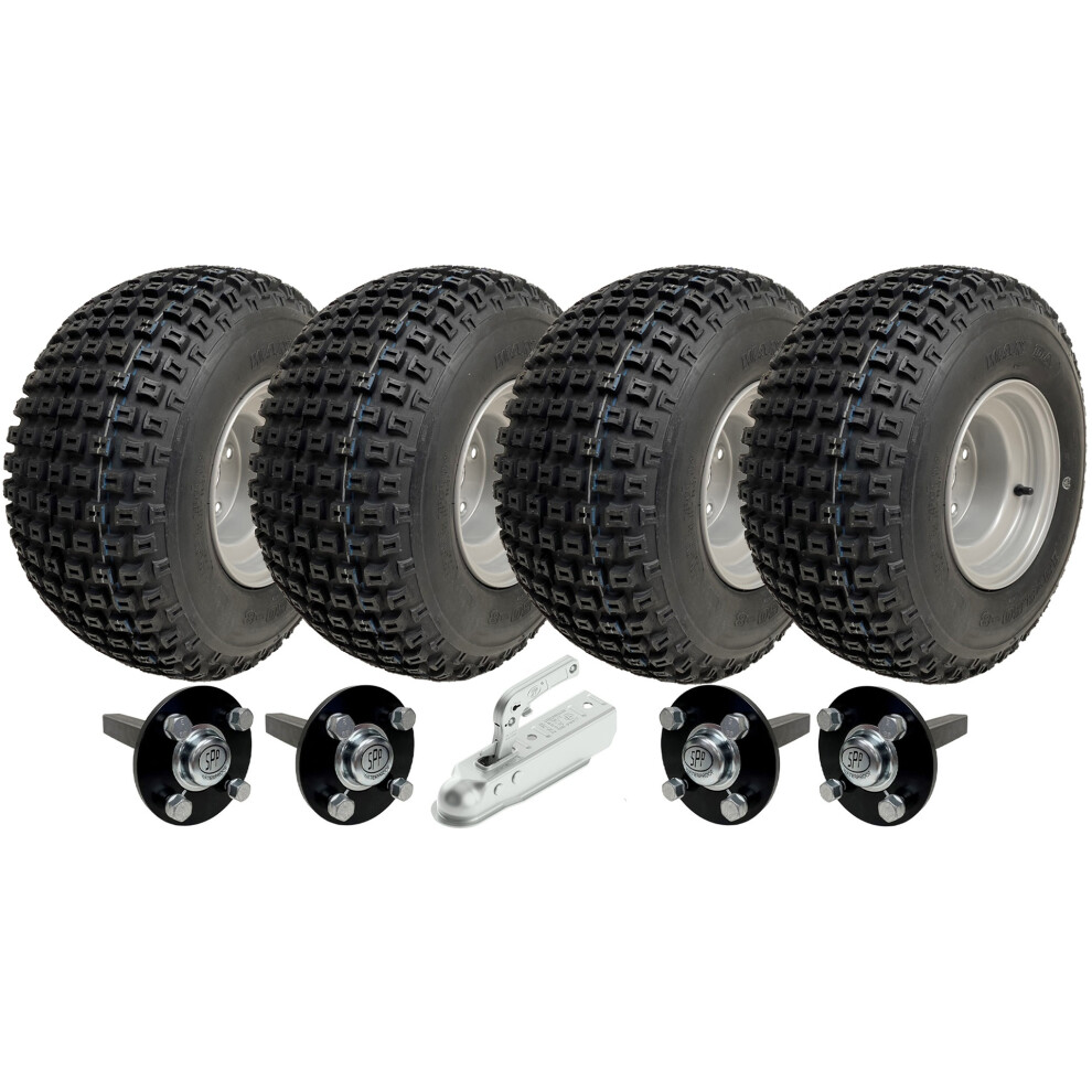 18x9.50-8 Twin Axle ATV Knobby Quad Trailer Kit Wheels, Axles, Steel Hitch 408kg