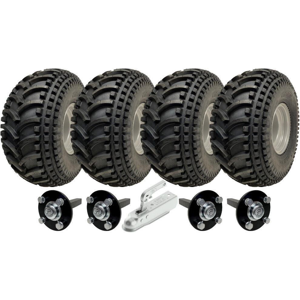 22X11.00-8 Open Centre P308 Atv Trailer Kit Wheels Axles & Hitch Capacity 620Kg