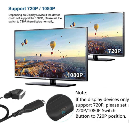Scart to HDMI Converter with USB Cable Support HDMI 720/1080P 1