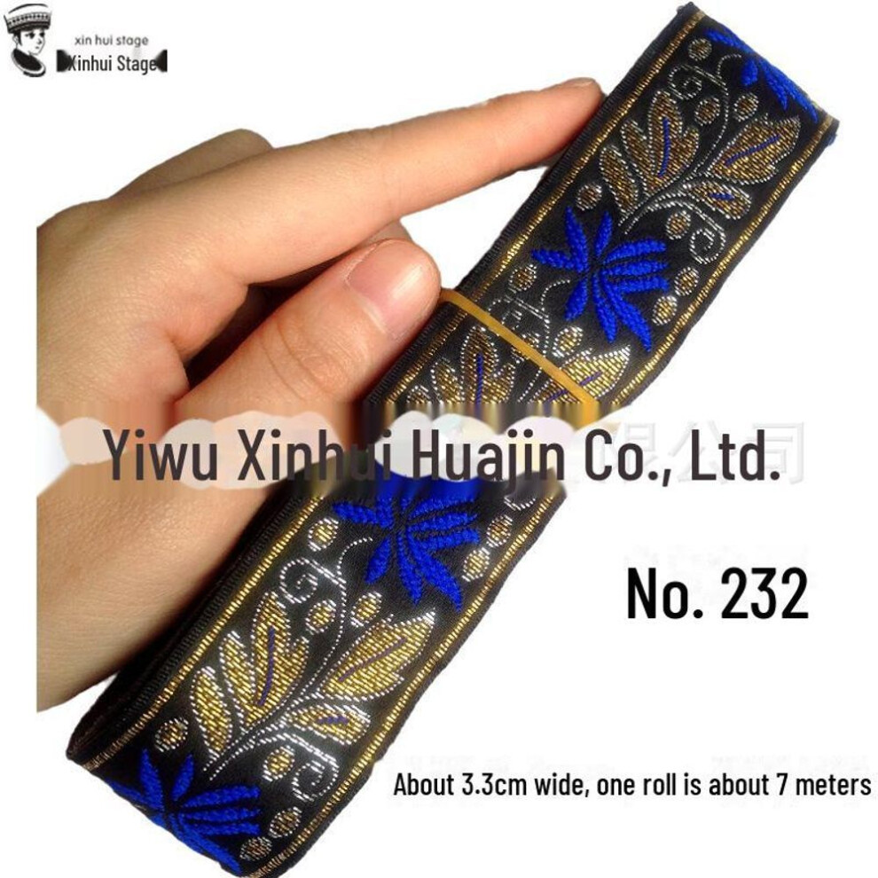 (as the picture, No. 232, one roll about 7 meters) C10 Xinhui 3.3cm Guizhou Ethnic Lace Ribbon - Buyi & Miao Style Diy Clothing Material