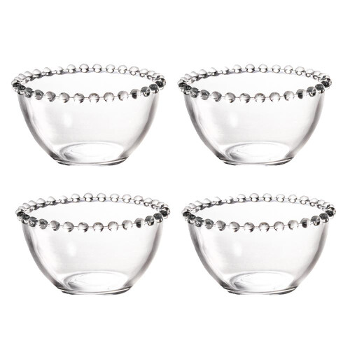 Pack of 4 Bubble Effect Bowls Sauce Snack Small Glass Dish Outdoor Summer