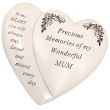 Mum Double Heart Flower Graveside Memorial Garden Ornament Weather Resistant