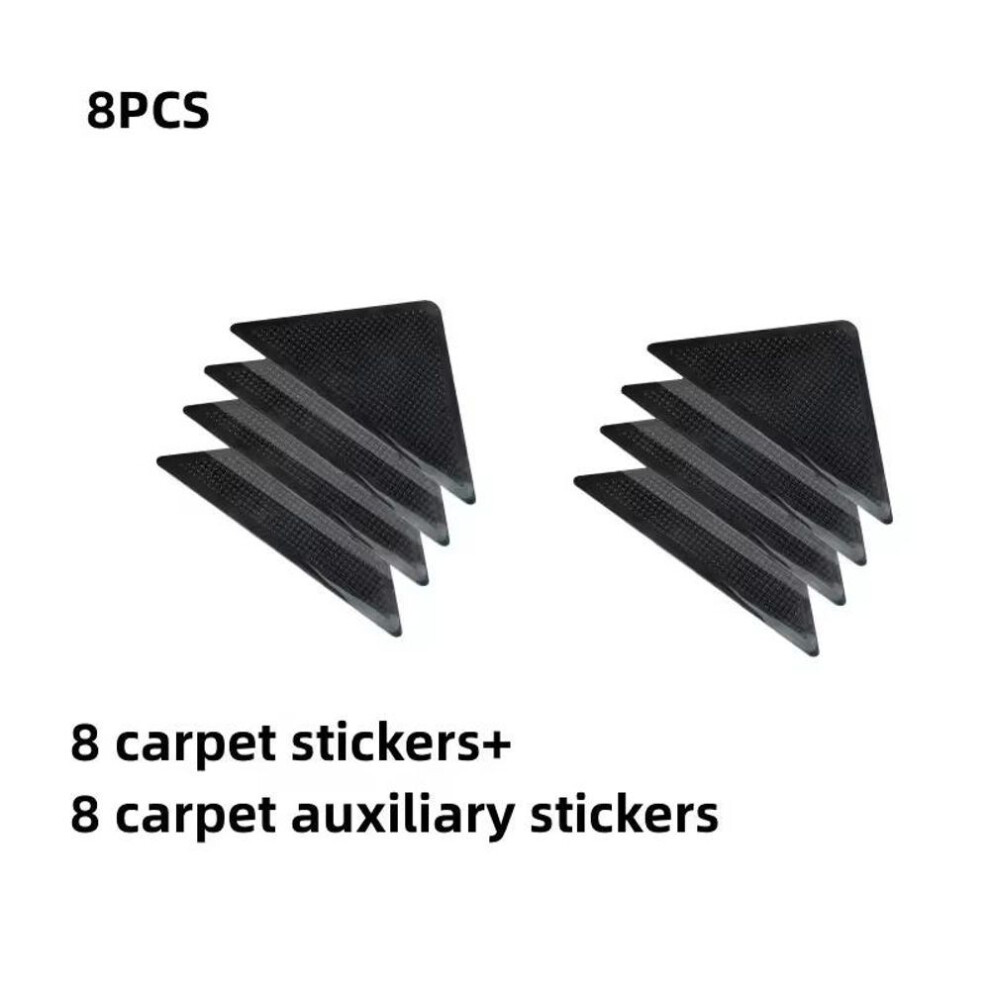 (black, 8pcs) 4pcs8pcs/set Triangle Washable Reusable Rug Gripper Anti-skid Rubber Mat Non Slip Patch Tape For Tile Floors Carpets Corners Pad